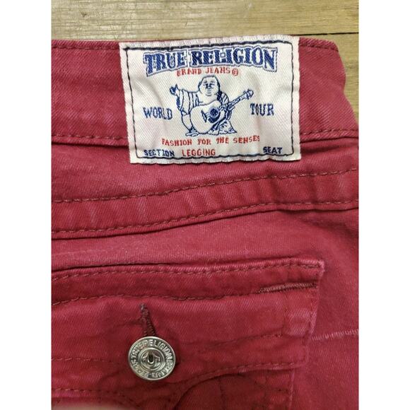 True Religion World Tour Burgandy Jeans Size 28X30 Made USA 🇺🇸 - Picture 7 of 7